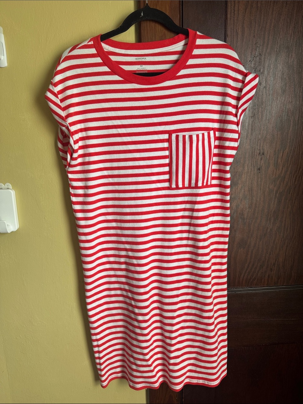 Sonoma Red and White Striped Midi Dress